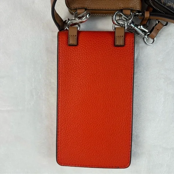 Calvin Klein Women's Bella Multi Crossbody Purse Wallet Coin Pouch Red Brown - Picture 6 of 16